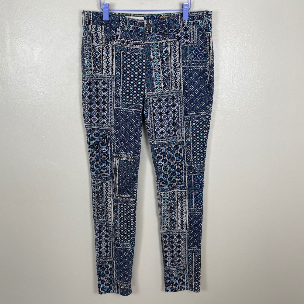 Pilcro and the Letterpress Women's 29 Stet Legging Blue Patchwork Corduroy Pants